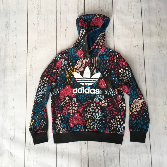 Rare Adidas Originals Floral Trefoil Sweatshirt - Picture 2 of 11